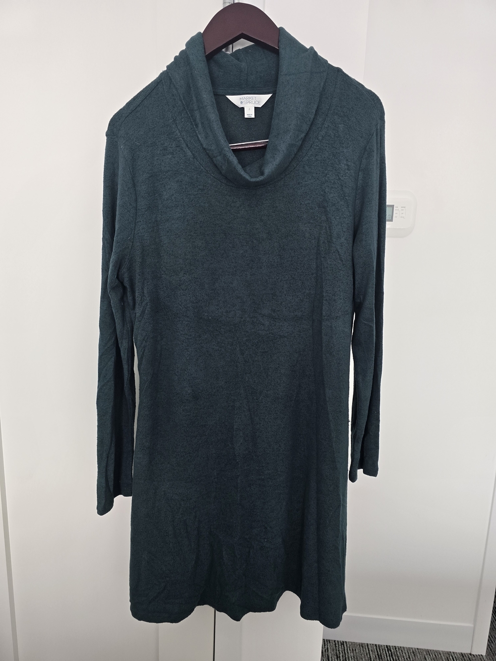 Dark Teal Cowl Neck Women's Sweater Dress